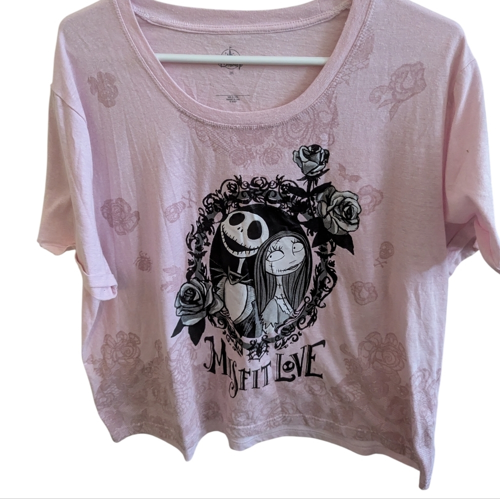 Disney Nightmare Before Christmas Jack Sally Pink Graphic Tee 2XL XXL Misfit Lov